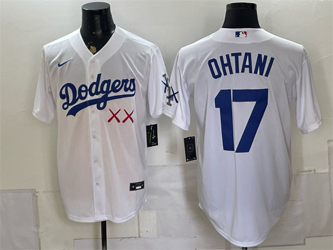 Men's Los Angeles Dodgers x KAWS #17 Shohei Ohtani White Vapor Premier Limited Stitched Baseball Jersey